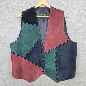 Learsi Vest Genuine Leather Stitched Patchwork‎ Size 2X Western Cowgirl SPOTS